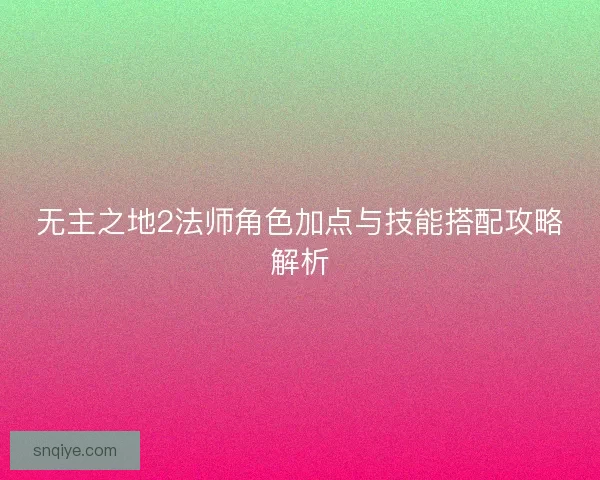 无主之地2法师角色加点与技能搭配攻略解析