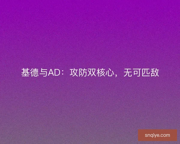 基德与AD：攻防双核心，无可匹敌