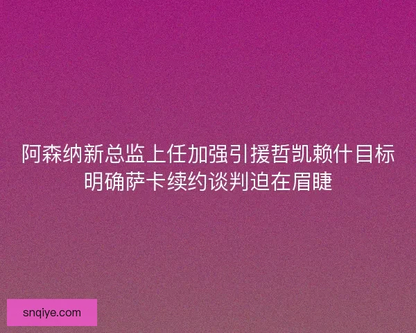 阿森纳新总监上任加强引援哲凯赖什目标明确萨卡续约谈判迫在眉睫 阿森纳新总监上任加强引援哲凯赖什目标明确萨卡续约谈判迫在眉睫