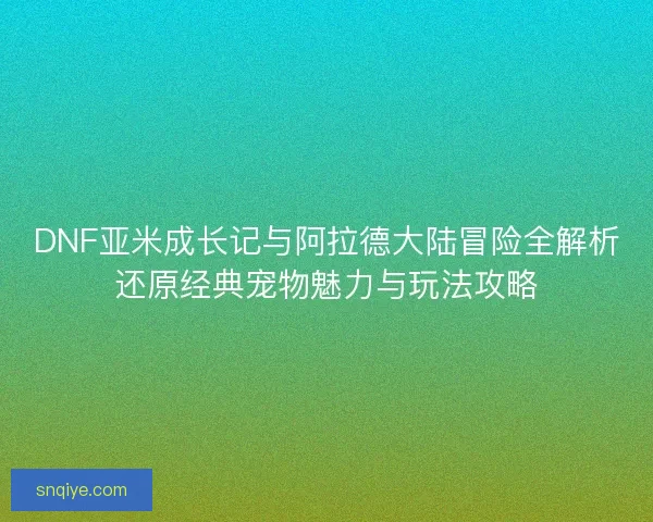 DNF亚米成长记与阿拉德大陆冒险全解析还原经典宠物魅力与玩法攻略