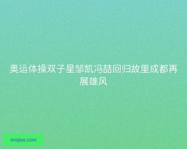 奥运体操双子星邹凯冯喆回归故里成都再展雄风