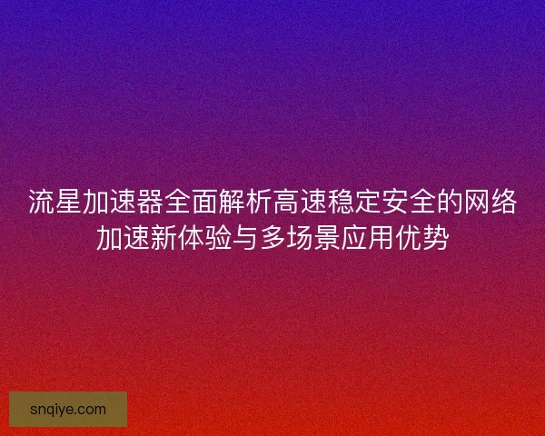 流星加速器全面解析高速稳定安全的网络加速新体验与多场景应用优势
